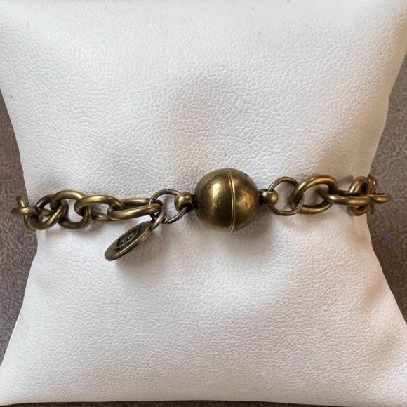 Bohemian “ Danica “ BOHO Bronze Chain Link Bracelet and Stone Cross Pendant - Picture 2 of 2